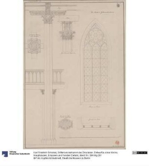 Götterswickerhamm bei Dinslaken. Entwurf zu einer Kirche. Hauptsäulen, Emporen und Fenster. Details