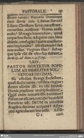 LXIV [i.e. LXV.]. Pastor Hortetur Populum Ad Fideliter Solvedas Decimas