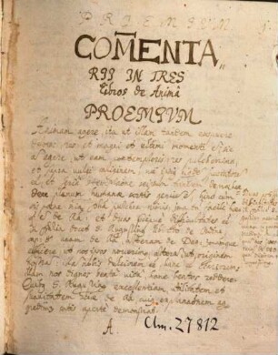 Commentarii in Aristotelis libros de anima et metaphysicos - BSB Clm 27812