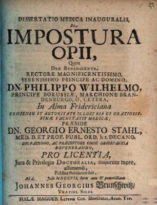 Diss. med. inaug. de impostura opii