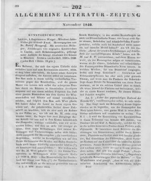 Münchner Jahrbücher für bildende Kunst. Hrsg. von R. Marggraff. H. 1-2. Leipzig: Engelmann & Weigel 1838-39