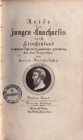 Reise des jungen Anacharsis durch Griechenland vierhundert Jahre vor der gewöhnlichen Zeitrechnung, 5