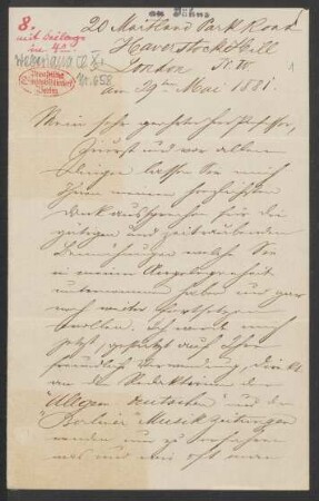 Brief an Friedrich Wilhelm Jähns : 29.05.1881