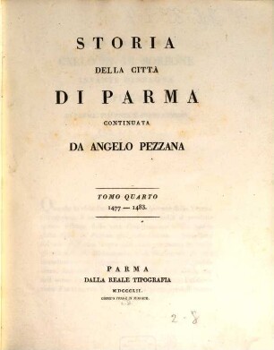 Storia della città di Parma continuata. 4. 1477 - 1483. - 1853
