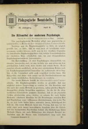 ¬Die¬ Hilfsmittel der modernen Psychologie : (Schluß)