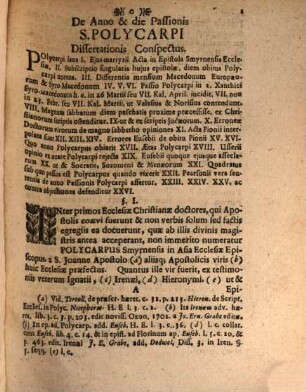 De anno et die passionis S. Polycarpi, ex historia literaria
