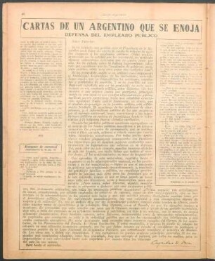 Cartas de un argentino que se enoja : Defensa del empleado público