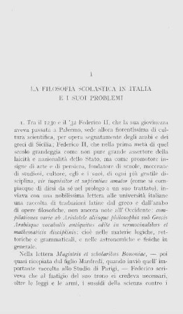 I. La filosofia scolastica in italia e i suoi problemi