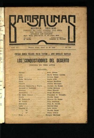 Los conquistadores del desierto : comedia en tres actos