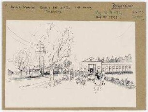 Schaubild: Kolonie Schillerhöhe (Blick auf Kulturhaus der Elektroarbeiter). Berlin, Wedding, Oskarplatz (seit 1958 Louise-Schroeder-Platz)