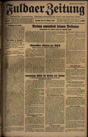Ausgabe vom Freitag, den 17. März 1939.