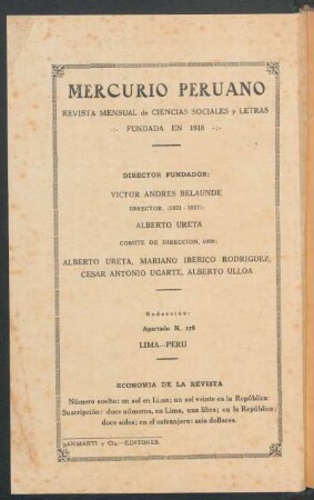 "Mercurio Peruano" - [Pie de imprenta]