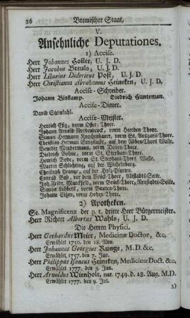 V. Ansehnliche Deputationes.