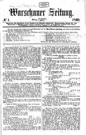 Warschauer Zeitung. 1860, Nr. 1 - 122