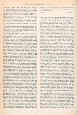 268-269 [Rezension] Cohen, Boaz, Law and tradition in Judaism