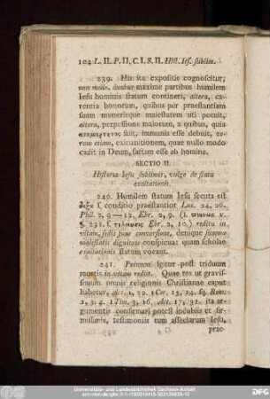 Sectio II. Historia Iesu sublimis, vulgo de statu exaltationis.