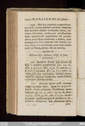 Sectio II. Historia Iesu sublimis, vulgo de statu exaltationis.