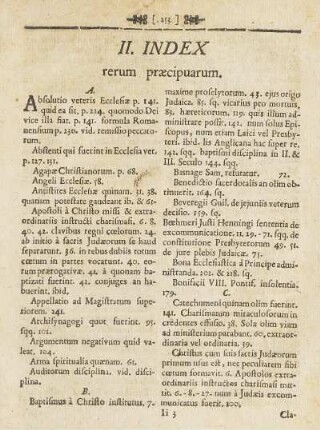 II. Index. rerum præcipuarum