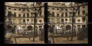 Belebter Markt mit Brunnen, Plaza del Cid, Plaza Redonda, Valencia