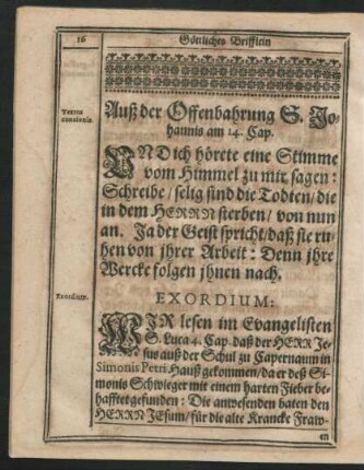 Auß der Offenbahrung S. Johannis am 14. Cap.