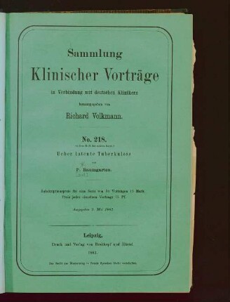 Ueber latente Tuberkulose