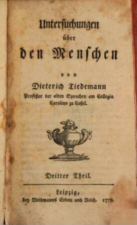 Untersuchungen über den Menschen, Dritter Theil