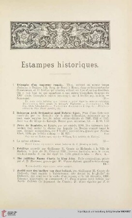 Estampes historiques (No. 1 - 433)