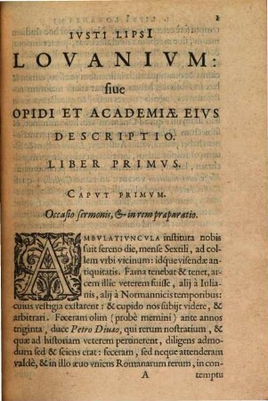 Ivsti Lipsi[i] Lovanivm: siue Opidi Et Academiae Eivs Descriptio : Libri Tres