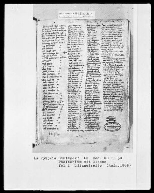 Psalterium et Cantica cum Glossa ordinaria — Psalterium