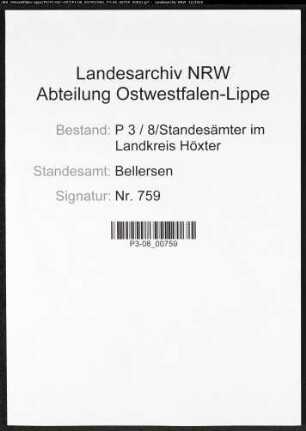 Sterberegister Standesamt Bellersen
