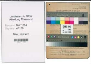 Entnazifizierung Heinrich Miss , geb. 14.12.1900 (Kaufmann)
