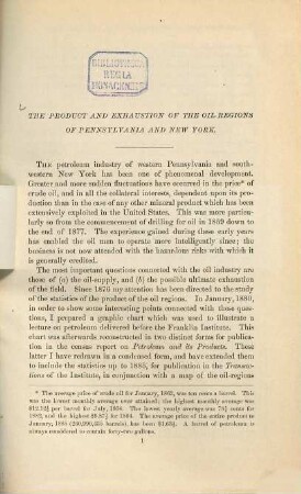 The Product and exhaustion of the oil regions of Pennsylvania and New York