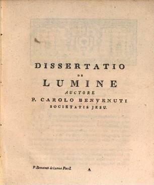 Dissertatio Physica De Lumine