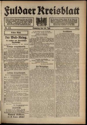 Erste Ausgabe vom Samstag, den 28. Juli 1917.