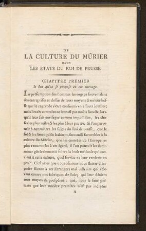 De La Culture Du Mûrier Dans Les Etats Du Roi De Prusse