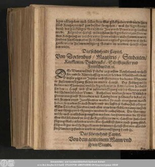 Das sechtzehendt Capitel. Von Doctoribus/ Magistris/ Studenten/ Kauffleuten/ Buchdrucker/ Schrifftgiesser und Formschneider/ [et]c.