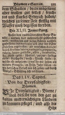 Das LIV. Capitel. Von der Dreyfaltigkeit-Blumen.