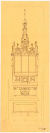 Gotischer Altar: Grundriss, Aufriss, 2 Maßstabsleisten