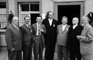 Bernau: Gruppe der Thoma-Preisträger: Strübe, Becker, Fauser, Filbinger, Dichtel, Bürgermeister Dr. Bauer, Riester