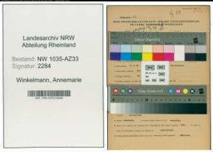 Entnazifizierung Annemarie Winkelmann , geb. 02.01.1906 (Bueroangestellte)
