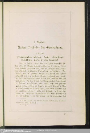 1. Abschnitt. Äußere Geschichte des Gymnasiums