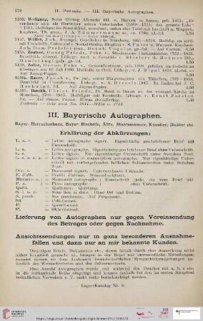 III. Bayerische Autographen (Nr. 5160 - 5628)