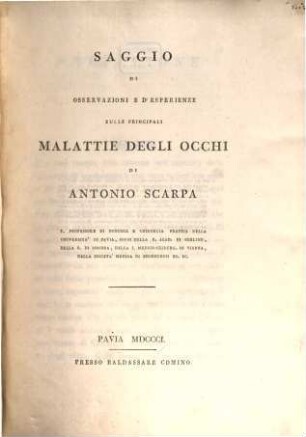 Saggio di osservazioni e d'esperienze sulle principali malattie degli occhi