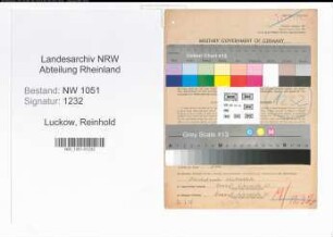Entnazifizierung Reinhold Luckow , geb. 23.03.1892 (Gaertner)