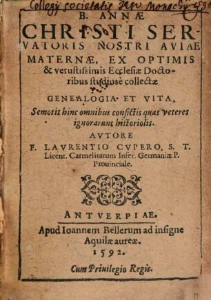 Beatae Annae ... Genealogia et vita