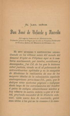 Al Jlmo, Senor Don José de Vesarde y Naveda