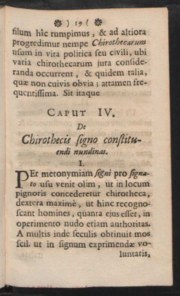 Caput IV. De Chirothecis signo constituendi nundinas.