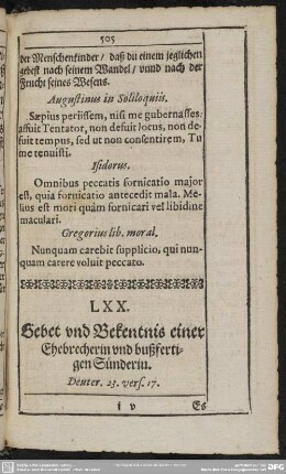 LXX. Gebet und Bekentnis einer Ehebrecherin und bußfertigen Sünderin