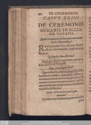 Caput XXIIII. De Ceremoniis Humanis In Ecclesia Usitatis.