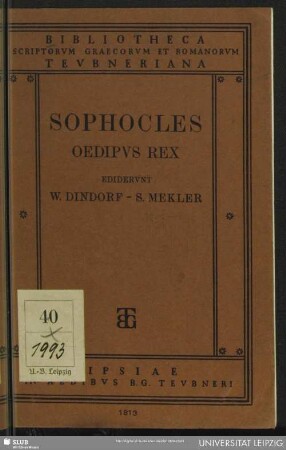 Sophoclis Oedipus rex : ex recensione Guilelmi Dindorfii